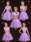 Mini Length Lilac Dama Dress for Quinceanera Scoop Sleeveless Lace Up