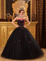 Salmon Idaho/ID Tiny Flowers Decorate Popular Black Quinceanera Dress For Strapless Tulle Ball Gown(SKU QDZY165-GBIZ)