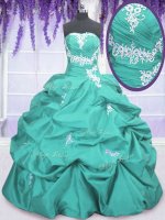 High End Pick Ups Floor Length Ball Gowns Sleeveless Aqua Blue Sweet 16 Dress Lace Up(SKU PSSW032-7BIZ)