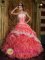 Fabulous Waltermelon Carefree AZ New Style Arrival Strapless Ruffles Quinceanera Dress with Appliques Decorate