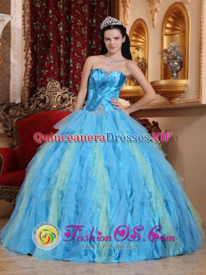 Twin Falls Idaho/ID Multi-color Ruffles and beautiful Strapless Quinceanera Dresses With Beaded Decorate and Ruch - Click Image to Close