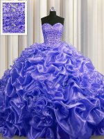 Custom Made Court Train Purple Sleeveless With Train Beading and Pick Ups Lace Up 15 Quinceanera Dress(SKU PSSW0501-3BIZ)