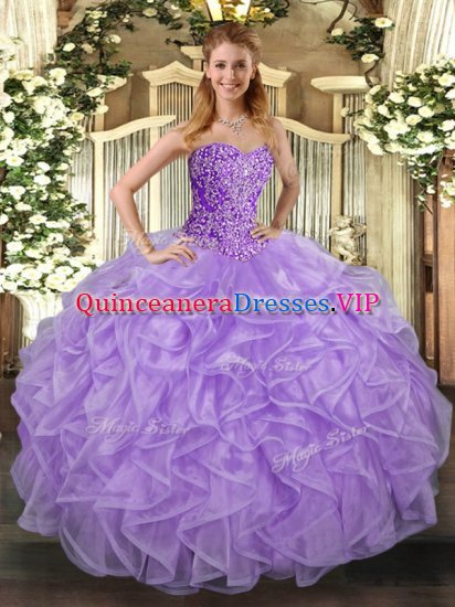 Asymmetrical Ball Gowns Sleeveless Lavender Sweet 16 Quinceanera Dress Lace Up - Click Image to Close