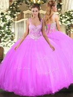 Clearance Straps Sleeveless Tulle Vestidos de Quinceanera Beading Lace Up