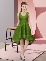 Exceptional Lace Zipper Dama Dress for Quinceanera Sleeveless High Low Lace(SKU BMT0362-11BIZ)