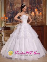 Valencia Spain Wear A White Sweetheart Neckline Floor-length Quinceanera Dress