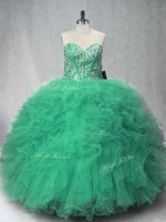 High Quality Sleeveless Beading and Ruffles Lace Up Vestidos de Quinceanera