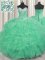 Beading and Ruffles Quinceanera Dresses Apple Green Lace Up Sleeveless Floor Length