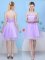Traditional Lavender Tulle Lace Up Damas Dress Sleeveless Knee Length Bowknot
