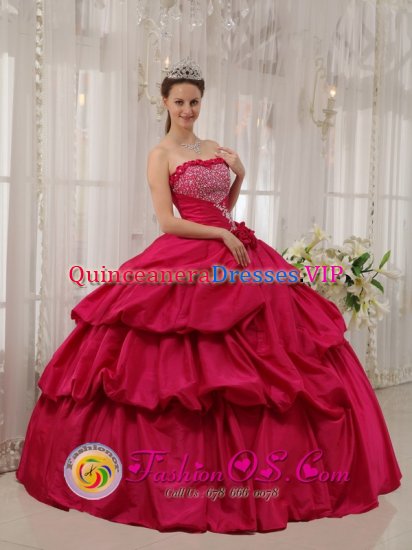 Nurmijarvi Finland Beautiful Hot Pink Beaded Decorate Bust For Quinceanera Dress With Hand Made Flowers - Click Image to Close