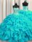 Excellent Visible Boning Sleeveless Brush Train Beading and Ruffles Lace Up Sweet 16 Quinceanera Dress