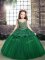Dark Green Tulle Lace Up Straps Sleeveless Floor Length Pageant Dress Womens Beading and Lace