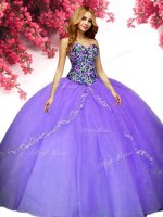 Tulle Sweetheart Sleeveless Lace Up Beading Military Ball Dresses For Women in Lavender