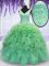 Traditional Sleeveless Organza Floor Length Lace Up Sweet 16 Dress in with Beading and Ruffles