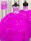 Stylish Visible Boning Beaded Bodice Fuchsia Sweetheart Lace Up Beading and Ruffles Sweet 16 Quinceanera Dress Sleeveless