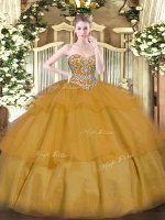 Sleeveless Beading and Ruffled Layers Lace Up Quinceanera Gowns