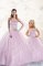 Tulle Sleeveless Floor Length Vestidos de Quinceanera and Beading