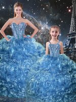 Sleeveless Lace Up Floor Length Beading and Ruffles 15th Birthday Dress
