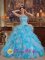 Meadville Hatboro Pennsylvania/PA Cheap Aqua Quinceanera Dress With Organza Appliques Decorate Gown