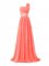 Traditional Floor Length Watermelon Red Quinceanera Dama Dress One Shoulder Sleeveless Lace Up
