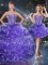 Affordable Purple Sleeveless Beading and Ruffles Floor Length Sweet 16 Quinceanera Dress