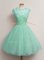 Dazzling Apple Green Ball Gowns Tulle Scoop Cap Sleeves Lace Knee Length Lace Up Damas Dress