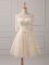 High Quality Mini Length Champagne Dama Dress Scoop Half Sleeves Lace Up