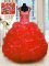 Beading and Ruffles Sweet 16 Dress Red Lace Up Cap Sleeves Floor Length