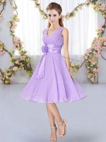 Customized Hand Made Flower Dama Dress Lavender Lace Up Sleeveless Knee Length