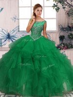 Exquisite Beading and Ruffles Quinceanera Gown Green Zipper Sleeveless Floor Length(SKU SJQDDT2086002-4BIZ)