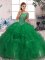 Exquisite Beading and Ruffles Quinceanera Gown Green Zipper Sleeveless Floor Length