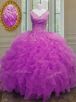 New Style Sleeveless Floor Length Beading and Ruffles Zipper Ball Gown Prom Dress with Fuchsia(SKU PSSW0146-8BIZ)