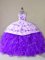 Smart Purple Lace Up Halter Top Embroidery and Ruffles Sweet 16 Dresses Organza Sleeveless Court Train