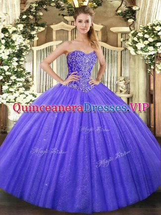 Elegant Blue Sleeveless Beading Floor Length Sweet 16 Dresses