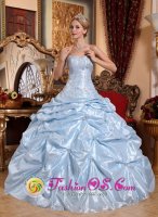Cross Plains TX Elegant Light Blue Ball Gown Quinceanera Dress With Appliques and Pick-ups(SKU QDZY040y-8BIZ)