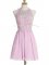 Cheap Knee Length Lilac Vestidos de Damas Halter Top Sleeveless Lace Up