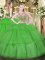 High Class Green Two Pieces Scoop Sleeveless Tulle Floor Length Lace Up Beading and Ruffled Layers 15th Birthday Dress