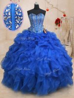 Royal Blue Sweetheart Lace Up Beading and Ruffles Quinceanera Gown Sleeveless(SKU PSSW0173BIZ)
