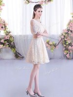 Vintage Short Sleeves Lace Lace Up Quinceanera Dama Dress