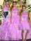 Shining Beading and Ruffles Quinceanera Gown Lilac Lace Up Sleeveless Floor Length