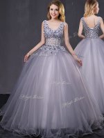 Admirable Grey Lace Up Appliques Vestidos de Quinceanera Sleeveless(SKU YCQD0124BIZ)