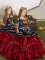 Wine Red Straps Neckline Embroidery and Ruffles Little Girls Pageant Dress Sleeveless Lace Up