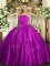 Delicate Sleeveless Floor Length Ruching Lace Up Ball Gown Prom Dress with Fuchsia