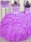 See Through Scoop Sleeveless Backless Ball Gown Prom Dress Lilac Organza