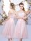 Popular Tulle Sleeveless Tea Length Court Dresses for Sweet 16 and Lace and Belt