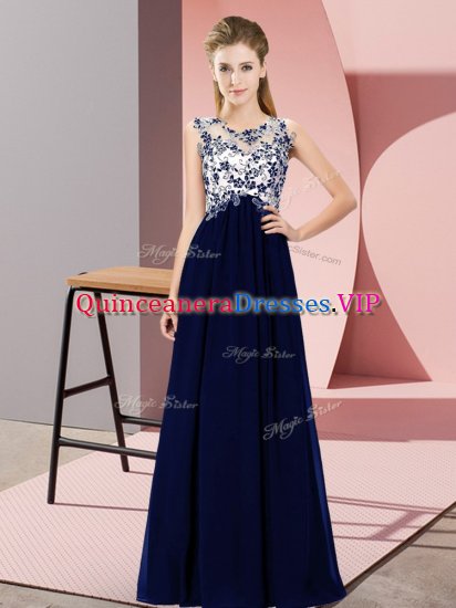 Exquisite Royal Blue Damas Dress Wedding Party with Beading and Appliques Scoop Sleeveless Zipper - Click Image to Close