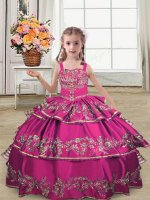 Floor Length Ball Gowns Sleeveless Fuchsia Pageant Dress Womens Lace Up