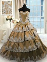 Hot Sale Sleeveless Court Train Lace Up With Train Beading and Appliques and Ruffled Layers Sweet 16 Quinceanera Dress