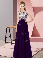 Purple Sleeveless Floor Length Beading and Appliques Zipper Quinceanera Court Dresses(SKU BMT0377-2BIZ)