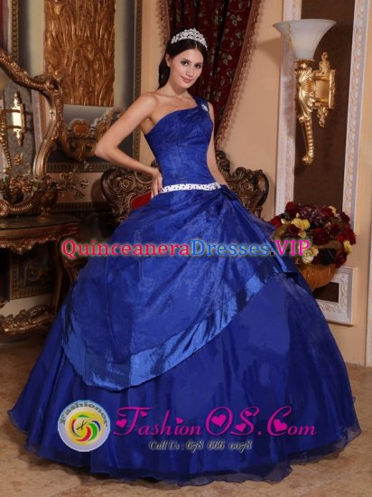 Saint Joseph Minnesota/MN To Seller Royal Blue Quinceanera Dress With One Shoulder Neckline ball gown - Click Image to Close
